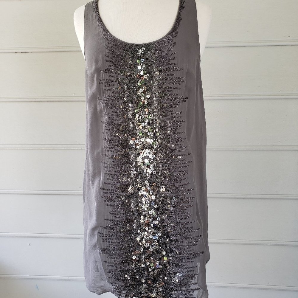 ADAM LIPPES Beaded Silk Shift Dress